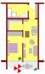 Neuwertige 2 Zim. -Whg. ca. 60 m mit Parkett und großem Süd-West-Balkon in ru
